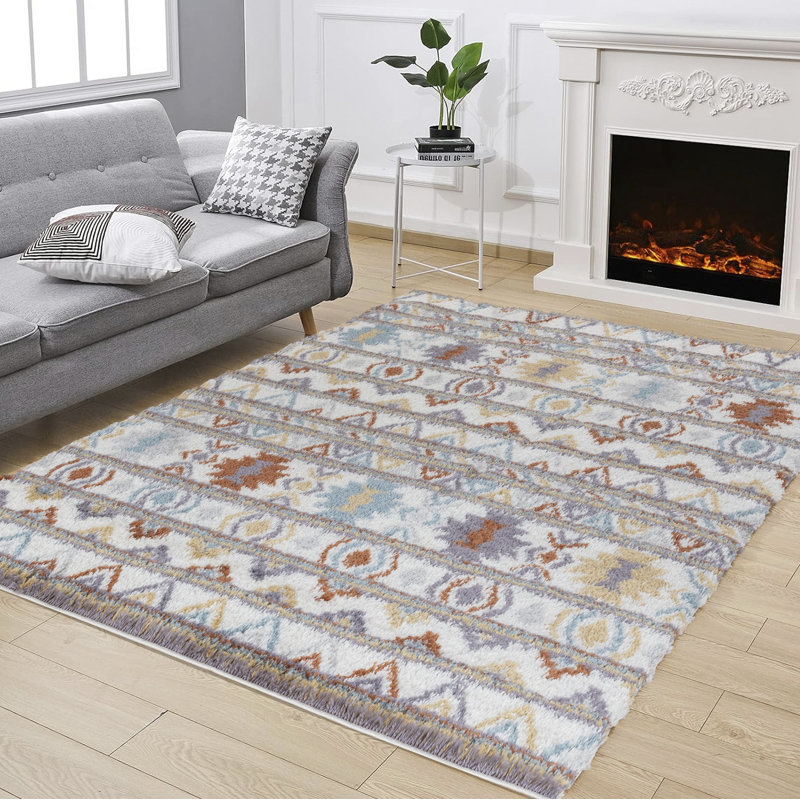 Multi-Color Shaggy Area Rug, 5 Ft. 3 In. X 7 Ft., Rectangle 5'3" x 7'