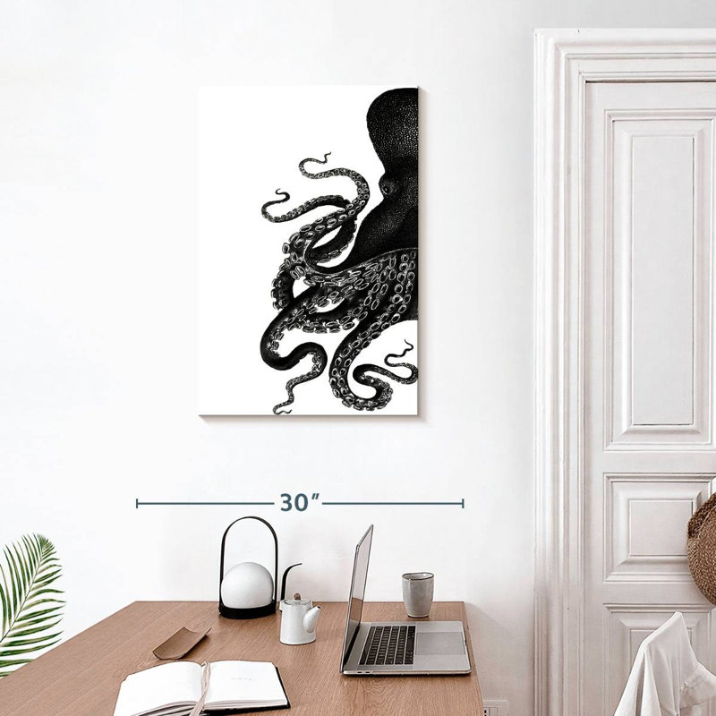 Brampt Octopus Black And White I, 30" H x 20" W