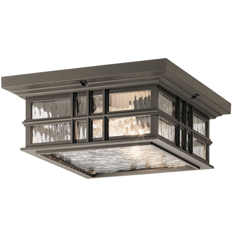Olde Bronze 12" Glass Square Flush Mount Ceiling Light
