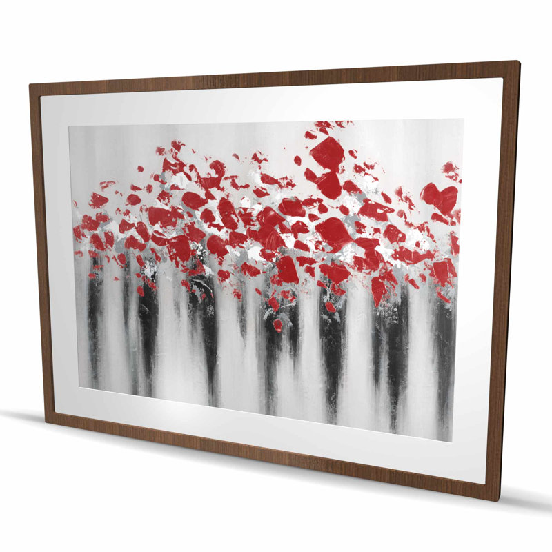 Little Peas Red - reproduction contemporaine mat rouge encadrée