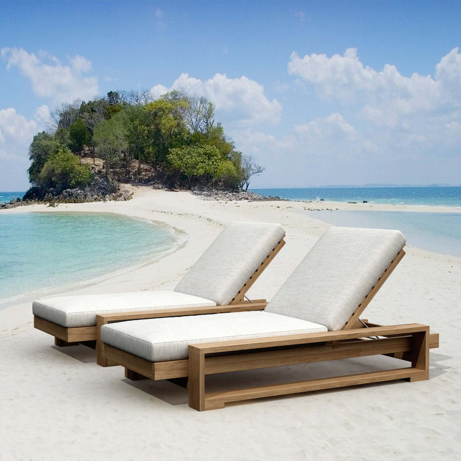 Capistrano 37" Teak Patio Chaise Lounge