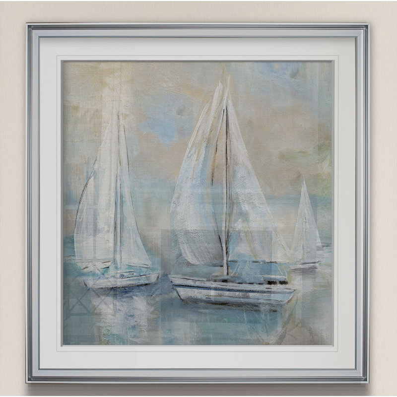 « voile loin », peinture, H 24 po x l 24 po x P 2 po, Cadre argenté