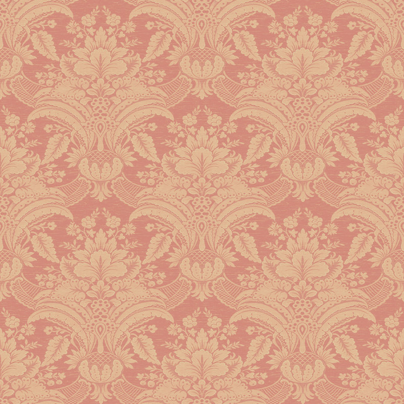 Papier peint à motif damas floral non collé Seabrook Designs, Rose