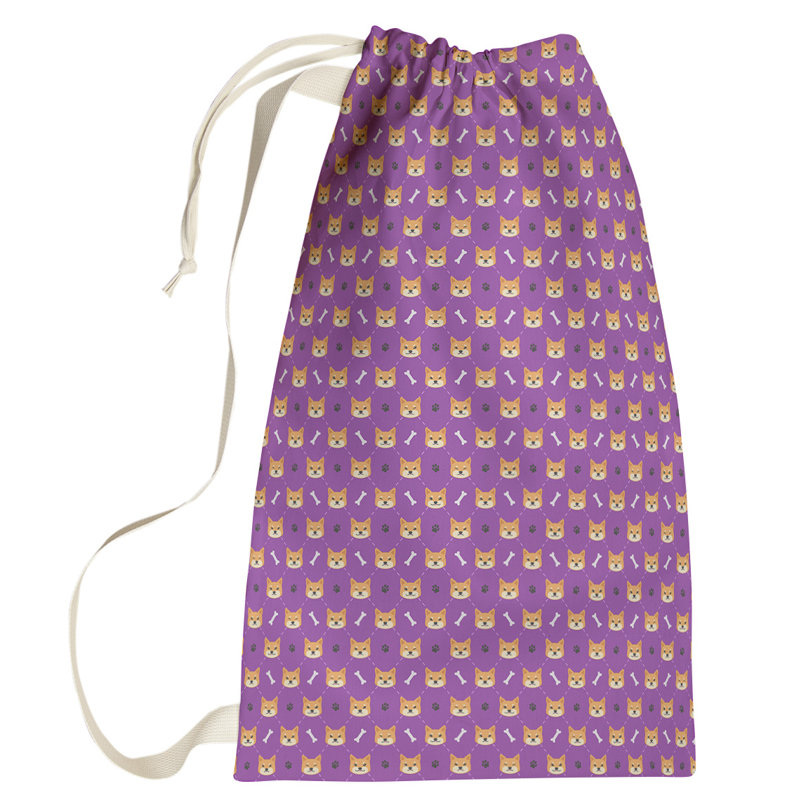 Sac à linge Shiba Inu, Grand (H 76,5 po x l 29,5 po x P 1,5 po), Mauve