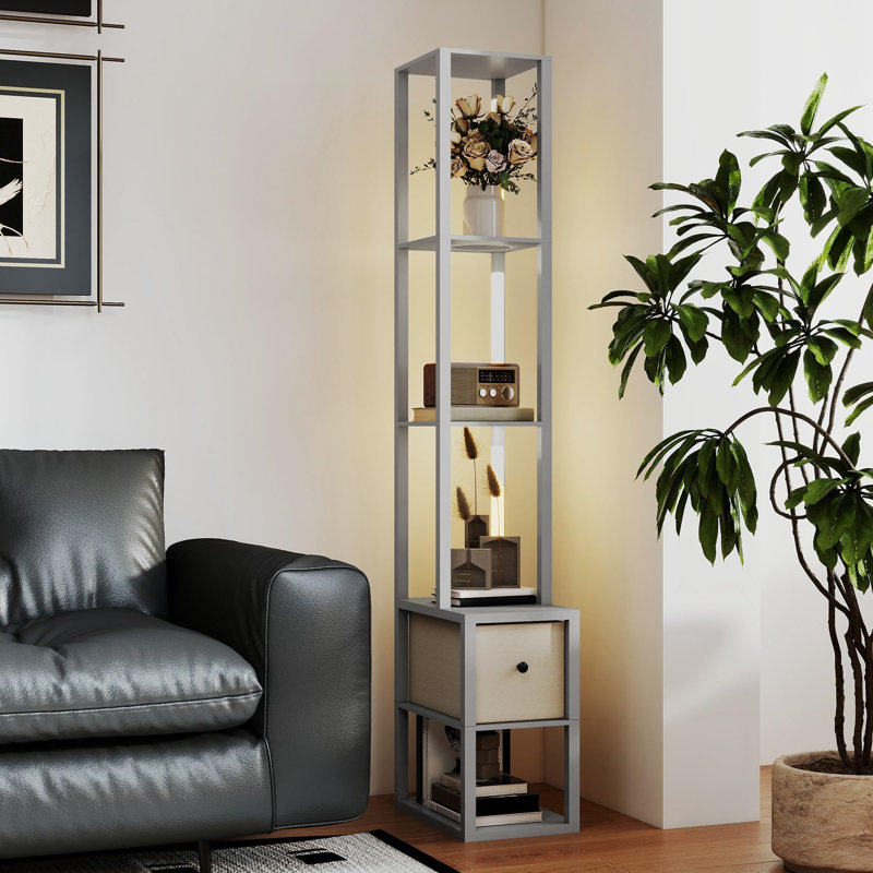 169cm LED Tray Table Floor Lamp, Grey