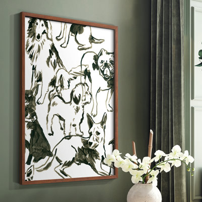 «Canine Collage I», reproduction encadrée - bois massif