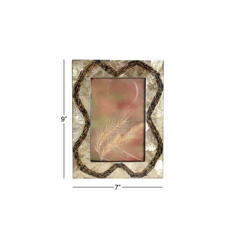 Ilyana Gold Ceramic Matte Picture Frame, 4" x 6", Cream/Green