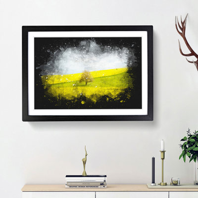 Lone Tree in a Yellow Meadow - Picture Frame Graphic Art Print