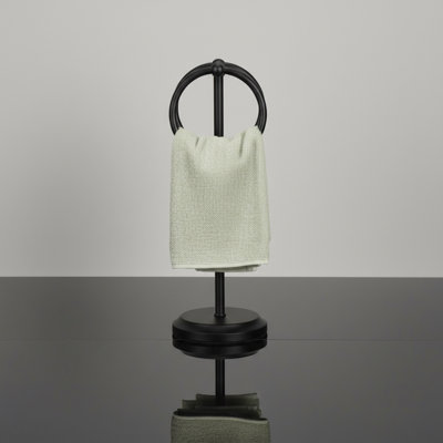 Steel Towel Rack Holder Stand with 2 Hanging Rings for Bathroom Vanity Countertops - Space Saving Hand Towel Holder