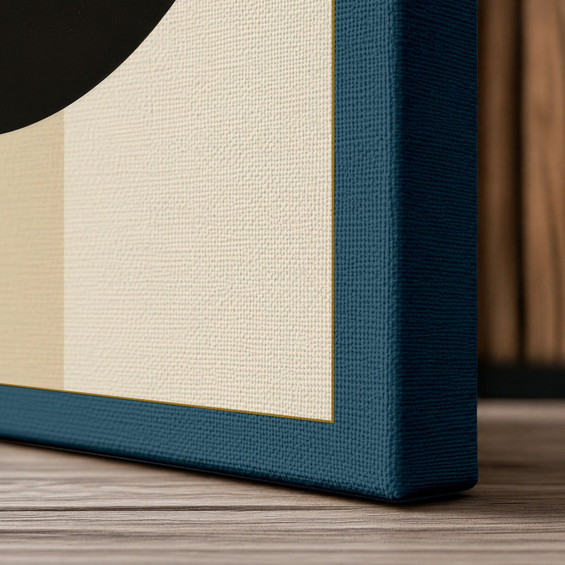 Curved Geometry Geometric - Wrapped Canvas, 36x24 - 91.4 x 61.0 cm, Teal Border