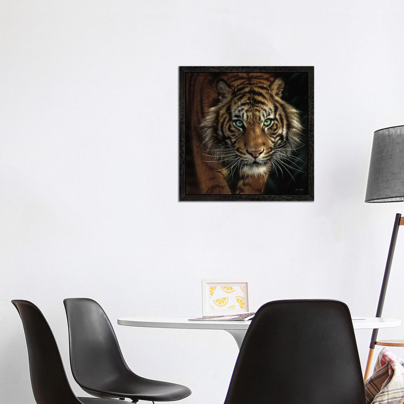 Eye Of The Tiger, Square by Collin Bogle - Painting on Canvas, 45.72 cm H x 45.72 cm W, Black Framed