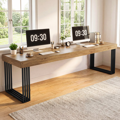 78.74'' Wood Long Computer Desk with Metal Frame