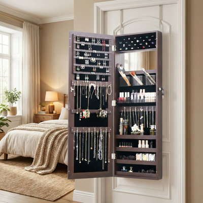 14.5'' Wide Wall/Door Mounted Jewelry Armoire with Full-Length Mirror​