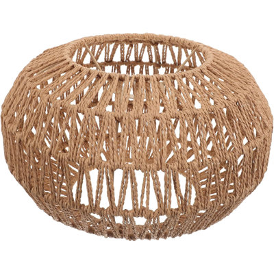 Rattan Woven Lamp Shade Replacement, Boho Cylinder Pendant Light Cover For Chandelier, Floor Lamps