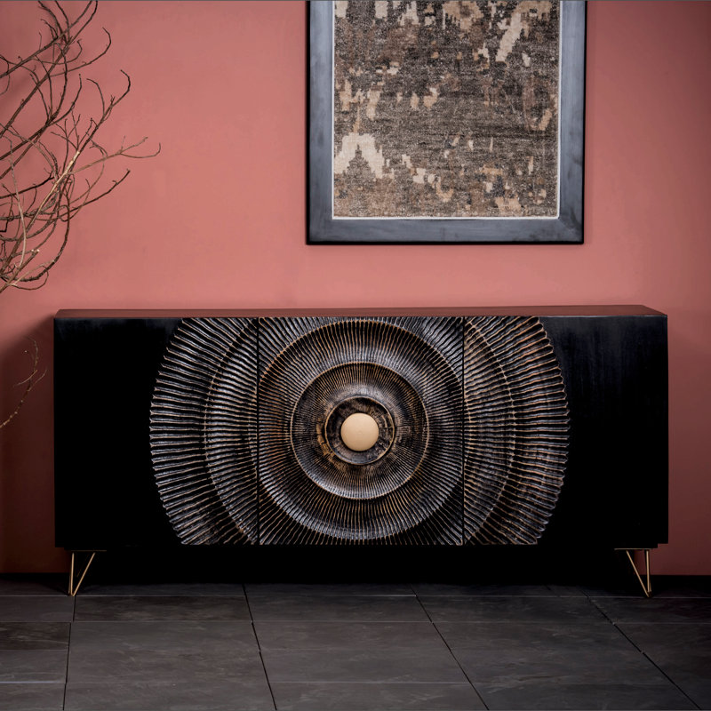 Bois, console rectangulaire 63 x 30, noir, H 30 po - 63 po x 15 po x 30 po