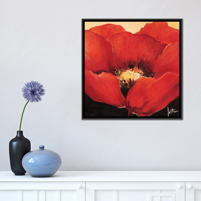 « red beauté i », impression sur toile, H 18 po x l 18 po x P 1,5 po, Toile avec cadre noir, Pas de tapis