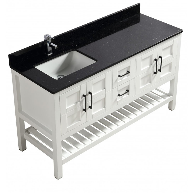 Base de meuble-lavabo double 59 po 59 po, Blanc