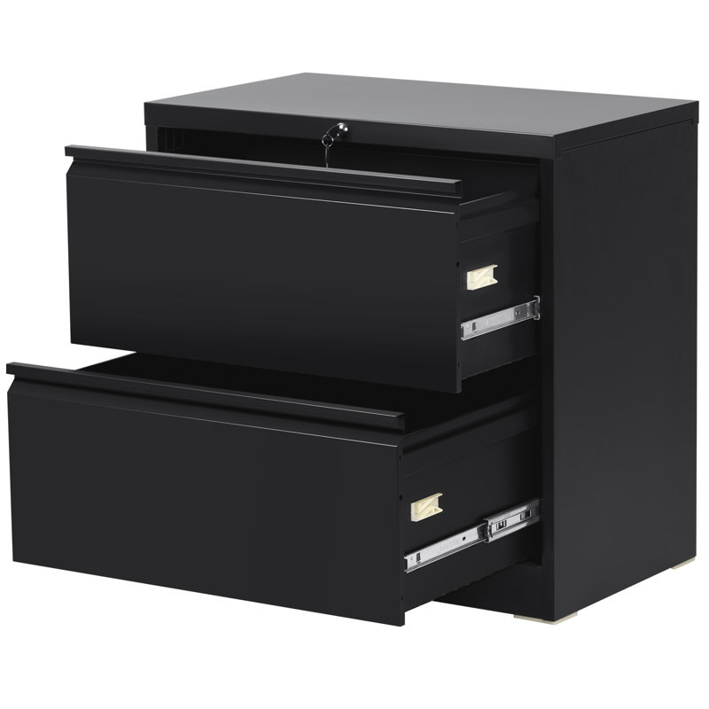 28.5'' Wide 2 -Drawer Steel Lateral Filing Cabinet, Black