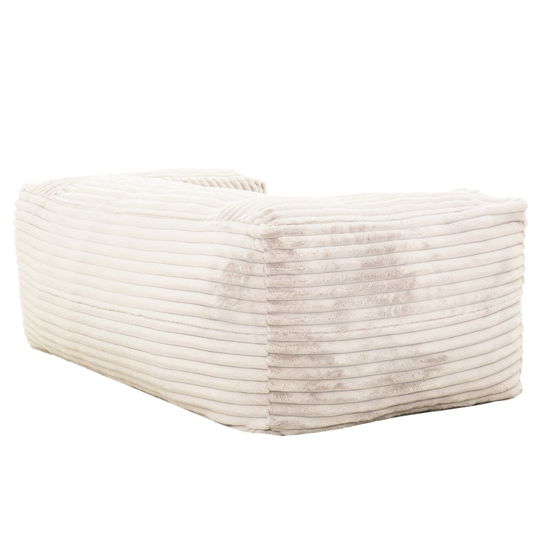 Fauteuil à billes en mousse viscoélastique beige doux d'une longueur de 71 pouces, dossier serré et style contemporain pour le salon