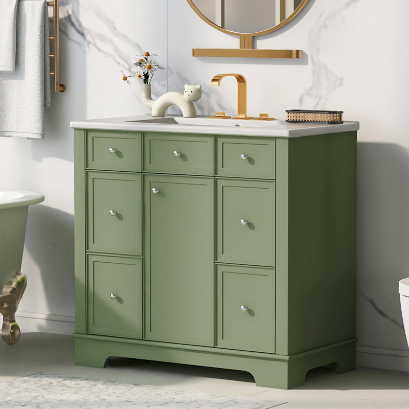 Meuble-lavabo simple 36 po avec plateau en céramique Braylin