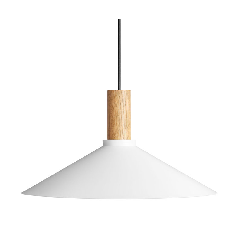 Emblem 1 - Light Pendant, White, White Oak, 9" H x 18" W x 18" D