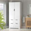 Armoire de cuisine | Organisateur de rangement 72 po blanc cannelé moderne avec 2 grands tiroirs Étagères à épices 8 portes | Panneau de fibres à densité moyenne | Tiroirs inclus