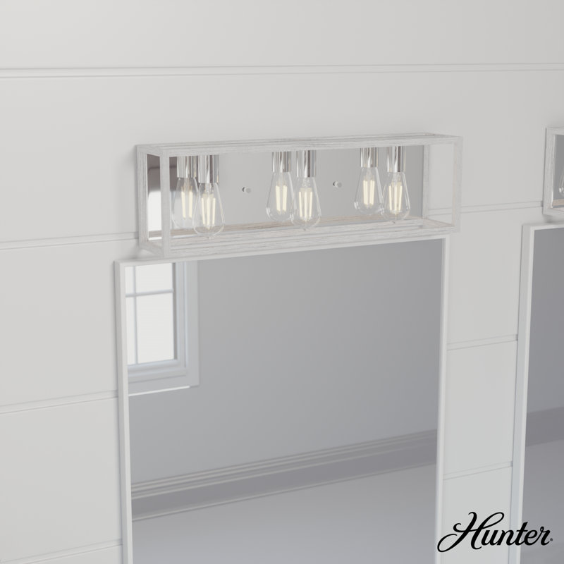 Squire Manor 3 Light Vanity Wall Light Fixture, Distressed White/Chrome