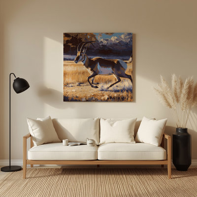 Wildlife Pronghorn Purple Metal Wall Art