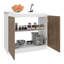 Évier utilitaire moderne avec option de remplacement pour robinet et comptoir intégré, armoire autoportante en naturel + blanc, garage de cuisine idéal, deux tablettes intérieures pour garder les choses organisées, facile à