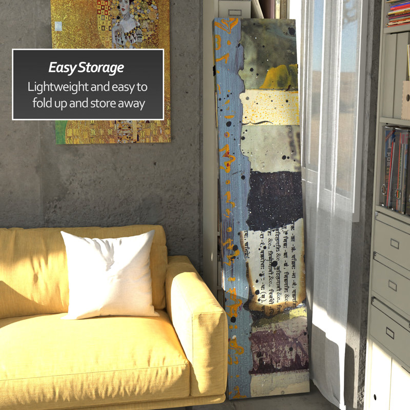 3 Panel Room Divider, Gray/Yellow