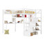 Lit mezzanine avec lumière DEL et station de charge, lit mezzanine en métal avec bureau et escalier, lit mezzanine avec garde-robe