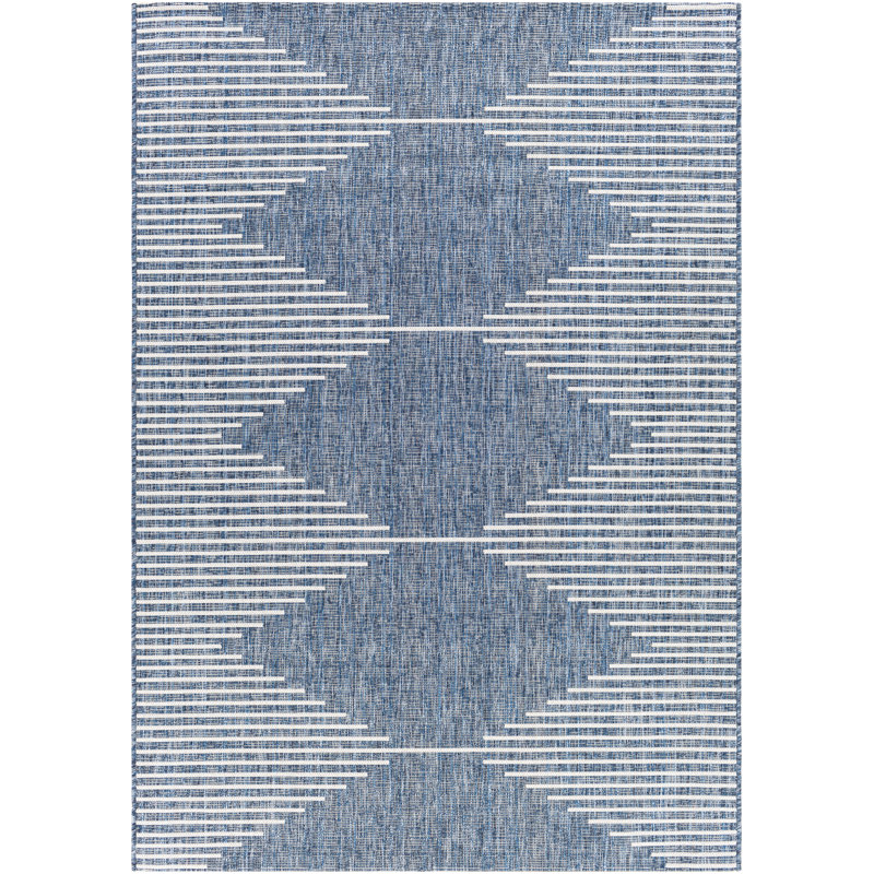 Tapis intérieur / extérieur bleu Irielle, Rectangle 4 pi 3 po x 5 pi 11 po