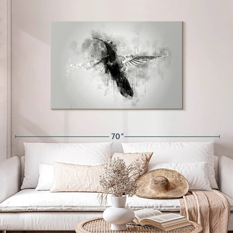 Small Hummingbird Black And White, H 30 po x l 45 po