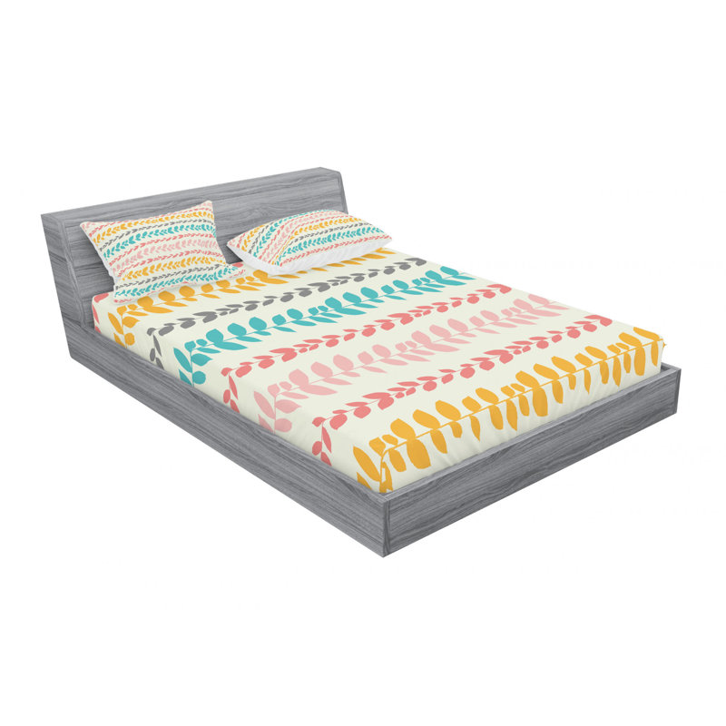 Microfiber Floral Sheet Set, Queen Sheet Set with Fitted Sheet