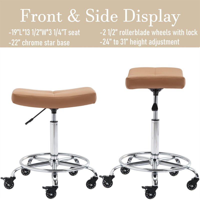 Jokari Swivel Upholstered Adjustable Height Counter Stool with Metal Frame, Camel