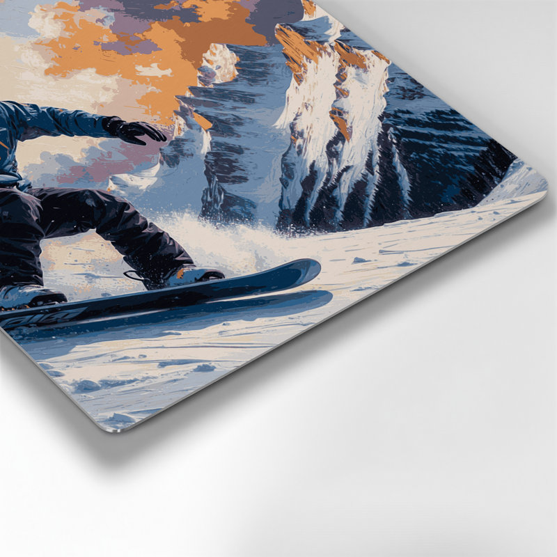 Art mural en métal gris Sports Snowboarding, H 96 po x l 96 po x P 0,05 po