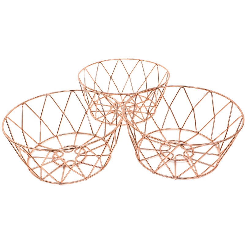 Panier en métal cuivré, H 4,5 po x l 10 po x P 10 po