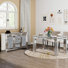 Ensemble de table de salle à manger en miroir et de buffet à 3 tiroirs