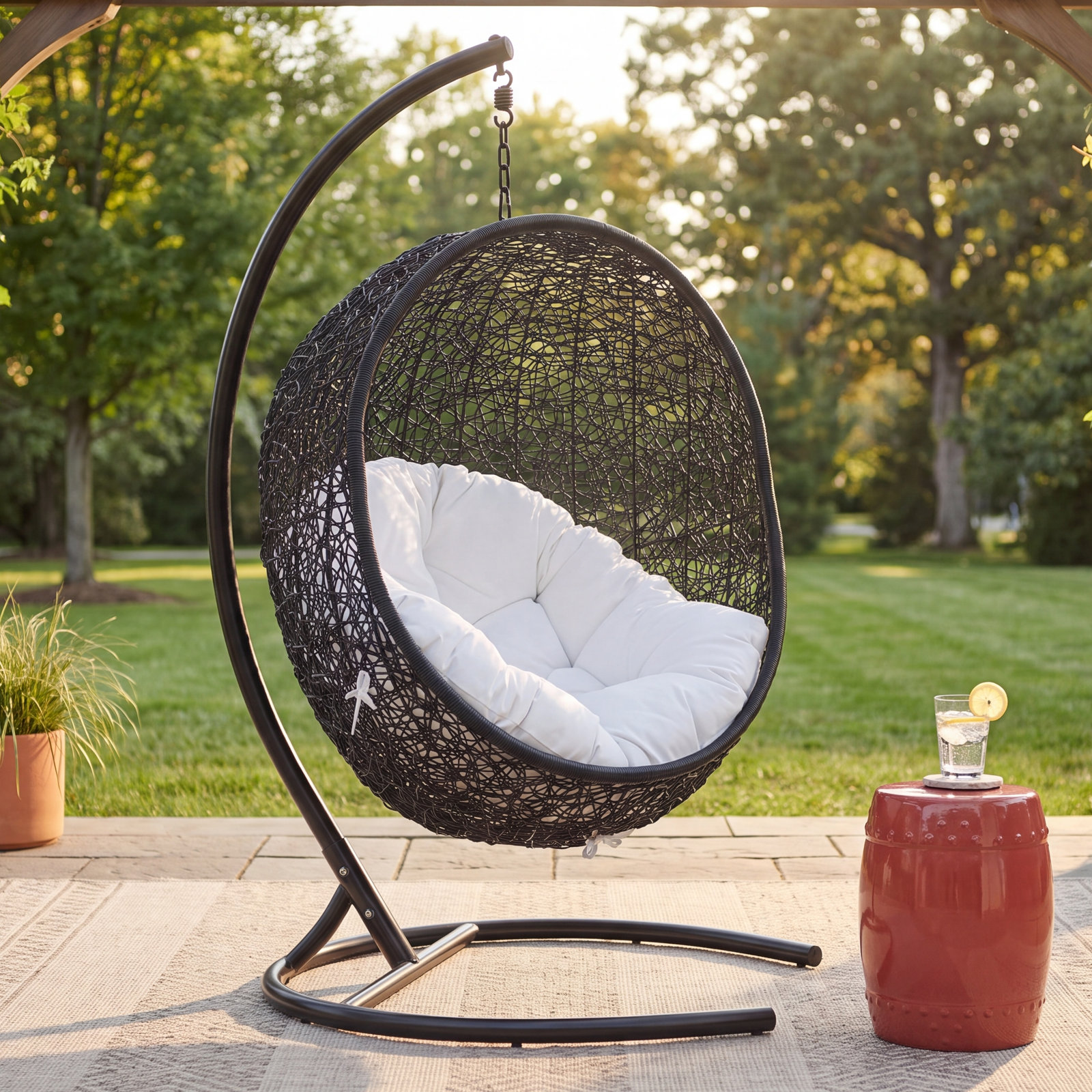 Modway Encase Swing Chair, White