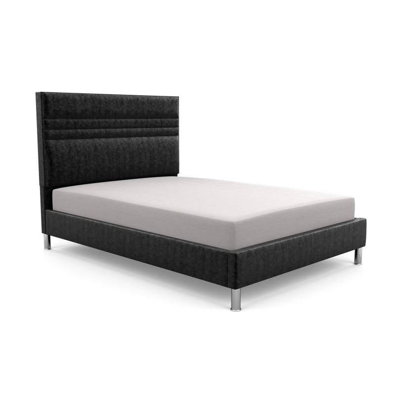 Upholstered Bed, Crushed Velvet Black, Small Single (2'6), Crushed Velvet