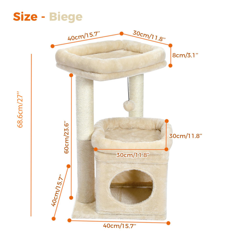 Tour pour chat d'intérieur en sisal, Beige