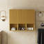 Armoire de salle de bain murale à rayures, avec portes, tablette et compartiment de rangement ouvert, couleur chêne doré-987654072