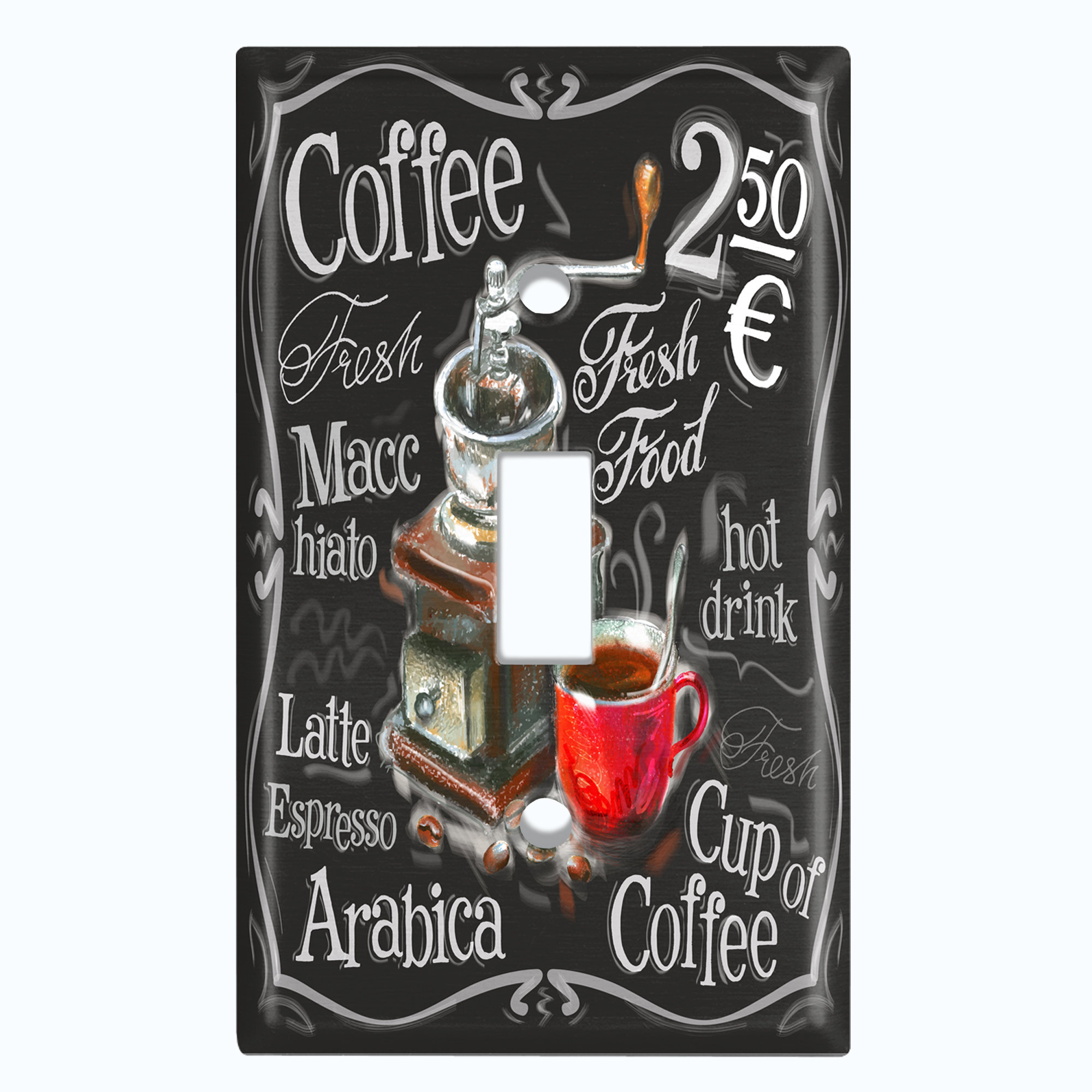 WorldAcc Fresh Coffee Bean Espresso Latte Maker Cup 1-Gang Toggle Light Switch Wall Plate | Wayfair
