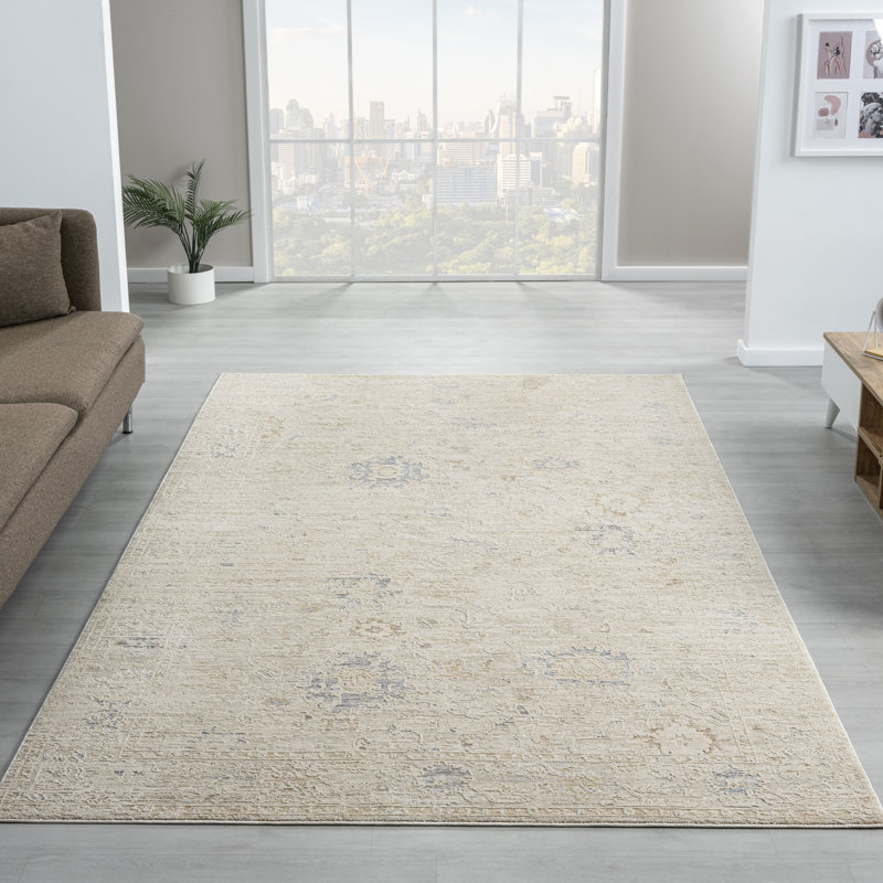 Melby Beige/Ivory Traditional Floral Filigree Power-loomed Indoor Area Rug, Rectangle 2' x 3'