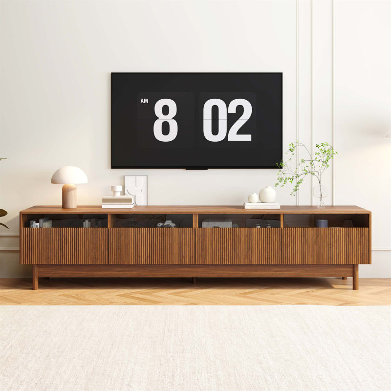 78Inch TV Stand For Living Room - Up To 85 Inch Tvs, Modern Entertainment Center With Glass Drawers, Elegant And Functional Design
