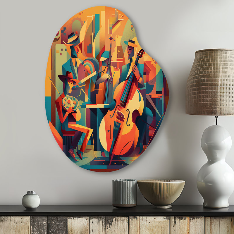 Chotan - musique jazz en forme de poire, art mural asymétrique en métal, H 30 po x l 22 po x P 1 po