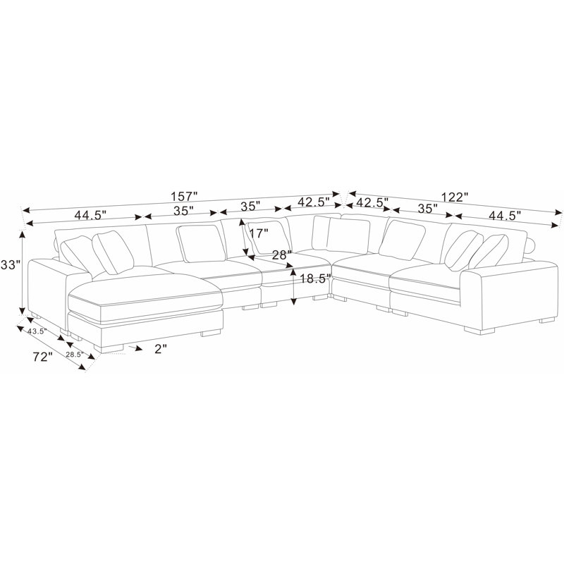Barcombe Modular Corduroy Sectional, Dark Gray Corduroy