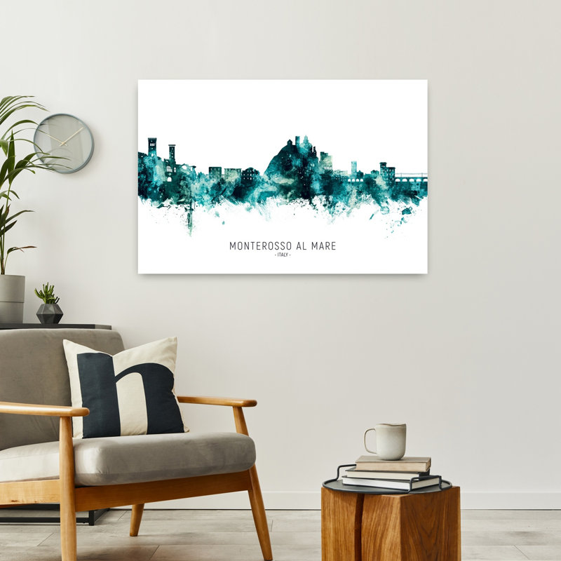 Monterosso, Italie, horizon, architecture abstraite, ville, art mural, H 24 po x l 36 po