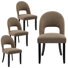 Linen Upholstered Dining Chairs with Curved High Back and Solid Wood Legs