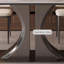 Sintered stone stainless steel dining table set-110479054